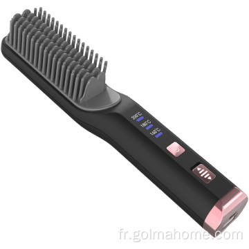 USB Charge sans fil voyage LED lumière revêtement céramique fer plat fer à lisser brosse